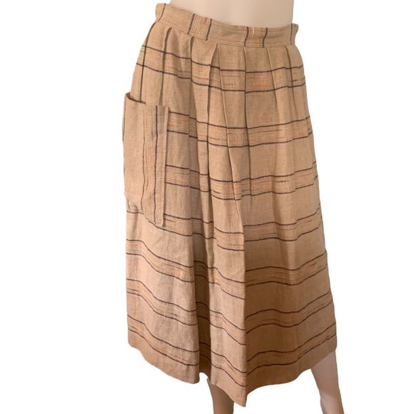 Vintage Dresses & Skirts - Vintage 70s Cottage Tailor Silk Blend Plaid Peasant Skirt 70s Textured Lined